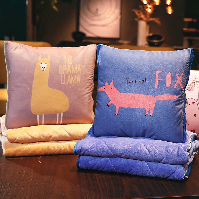 Car pillow quilt dual-purpose multi-functional pillow lunch break blanket office nap artifact car cushion waist protection