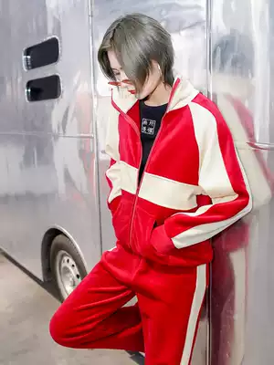 TTZL gold velvet sports casual wear Women 2020 Spring and Autumn new fashion wide leg pants loose sweater two-piece set