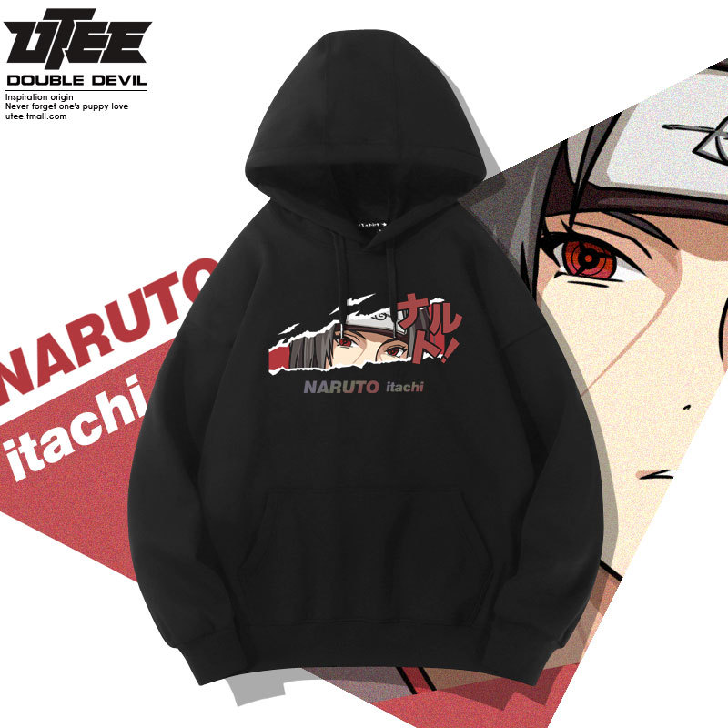 Utee Naruto Collaboration Sweatshirt Uchiha Itachi Sasuke Naruto Anime Pullover Thin Fleece Hoodie Trendy Jacket