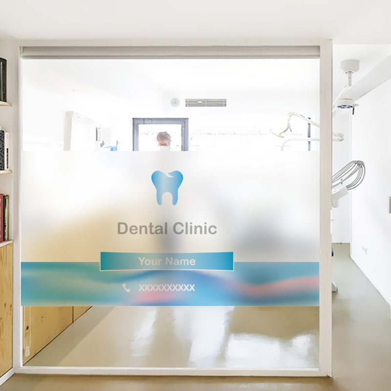 Fashion Dentistry Custom Teeth Oral Clinic Door Hall Glass Cling Light Opaque Sticker Dental Hospital