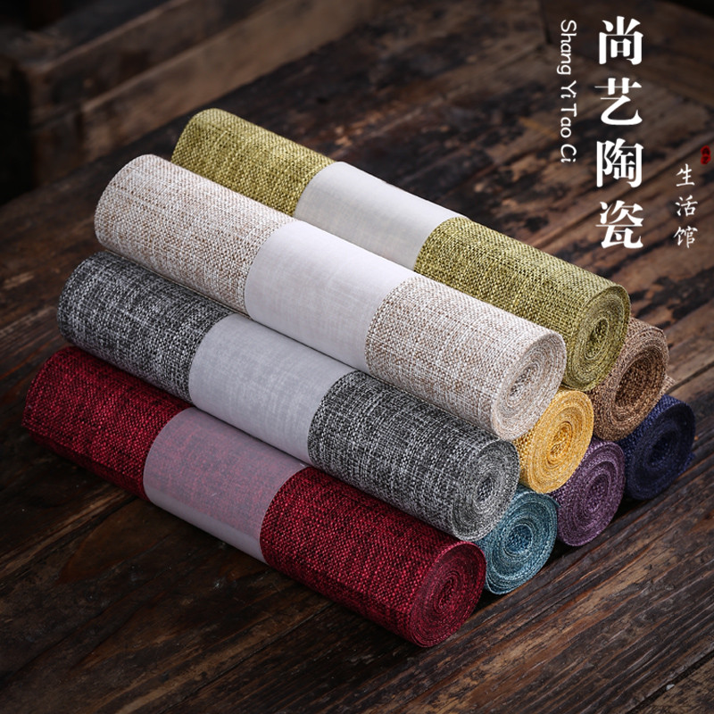 Linen waterproof tea mat Japanese Zen tea flag tea curtain cotton Chinese linen table flag fabric tea table tea tray pad tea flag