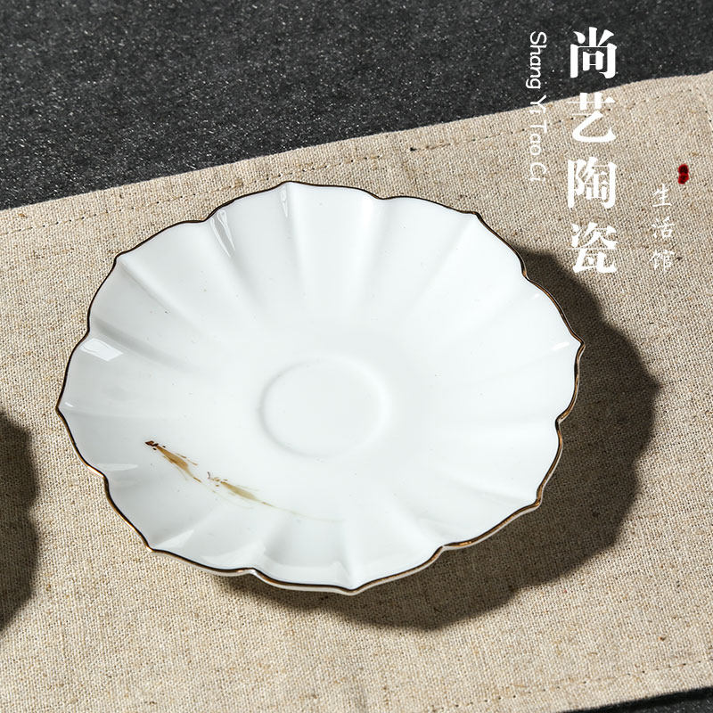 Ceramic hand-painted Phnom Penh Cup Holder Handmade Coaster Tea Holder Kung Fu Tea Set Tea Accessories Tea Ceremony Pot Mat Saucer