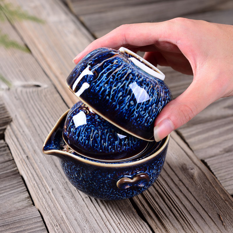 Ceramic Express Cup Two cups Creative portable travel teapot household ceramic teapot hands grab the pot office