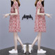 2023 new summer women's loose large size belly-covering French style A-line floral chiffon mom dress