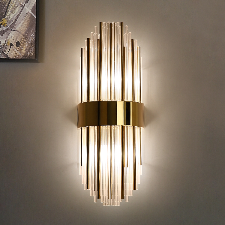 Postmodern light and luxurious crystal wall lamp Living room lamp TV Background wall Wall Lamp Bedroom Bedlamp Gangway Stair Light