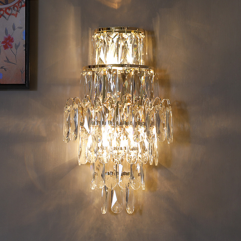 Crystal bedside wall lamp warm personality creative living room TV background wall post-modern luxury bedroom decoration lamps