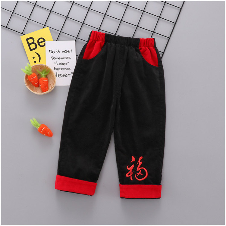 Spring, autumn and winter new trousers 1 year old 2 boys and girls' clothes baby children's flat waist pants outer wear cover pants baby Tang suit pants