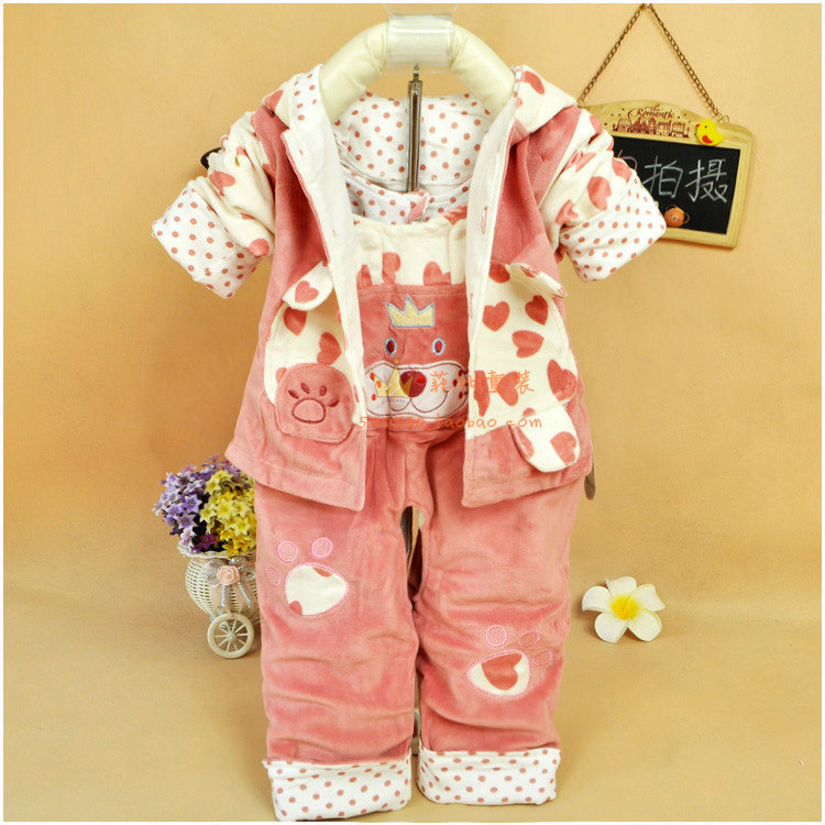 Baby's winter dress male and female out of cotton clothes spring khalagoi velvet conjoined thickened newborn child baby 0-1 years old 