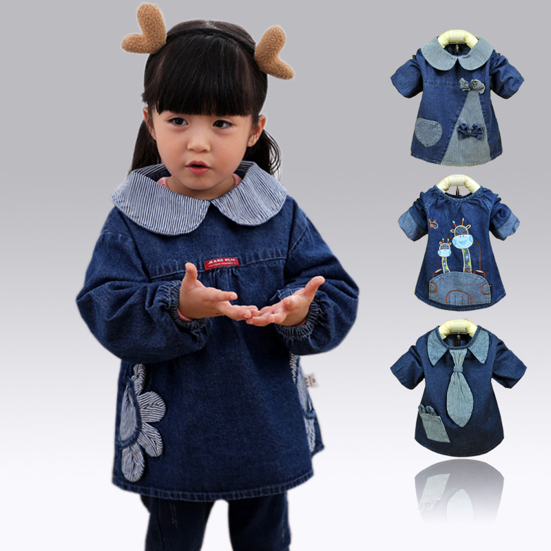 Spring and autumn winter men and women baby clothes cowboy dress anti-dress and eating and cover kindergarten cowboy coat