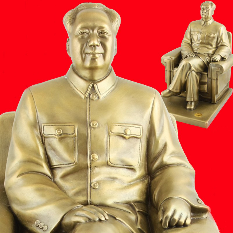 Chairman Mao Like a town residence sculpture statue like Mao Zedong's full body pure copper sofa sitting like a living room Merchants for a bronze statue like a pendulum