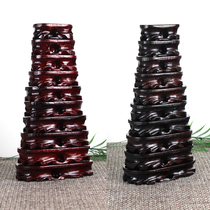 Small stone decoration Qishi red solid wood bracket can be grooved wooden oval teapot Jade root carving base