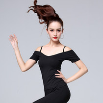 Latin dance suspender top new dance dress 2021 womens backless short-sleeved sexy practice modern dance art examination dance suit