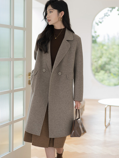 High-End Double-Sided Cashmere Coat for Women, Mid-Length, 2025 New Autumn and Winter Style, Loose and Elegant Double-Sided Woolen Coat, Slimming