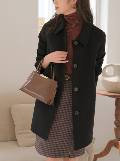 2025 Autumn and Winter New Double-Sided Cashmere Coat for Women, Mid-Length, Loose, High-End, Elegant 100% Wool Coat