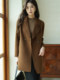 2025 Autumn and Winter New High-End Double-Sided Cashmere Coat for Women, Mid-Length Loose Woolen Hepburn Style Coat for Women