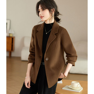 High-End Double-Sided Cashmere Coat for Women, Short Style, 2025 New Autumn and Winter Slim Fit, Elegant and Sophisticated Woolen Blazer