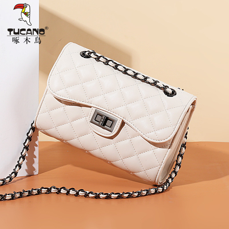Woodpecker bag 2023 new fashion diangham chain bag slip - shaped small crowd - body bag bag