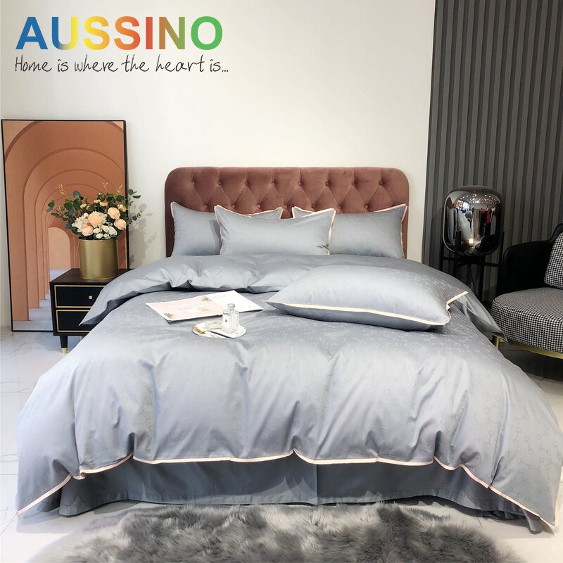 Full cotton 100 long suede cotton four pieces of pure cotton pure color bed sheet Quilt Cover Eurostyle High-end Hotel Bed supplies 4