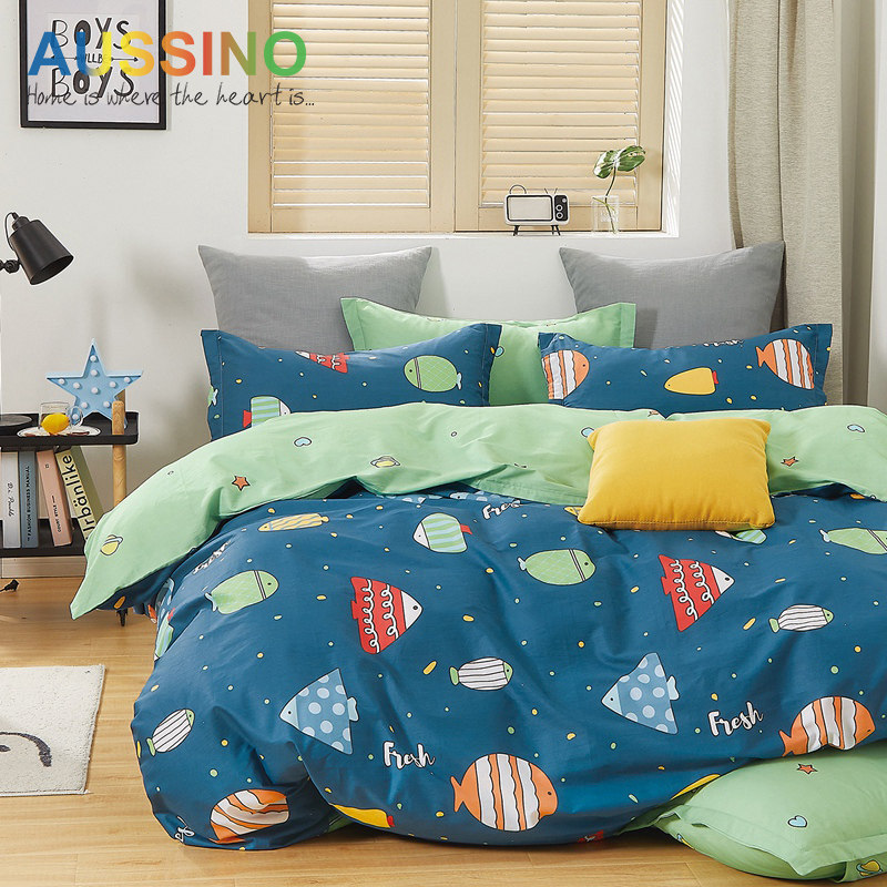 Total Cotton Four Pieces Summer Double Student Dorm Room 100 Pure Cotton Quilt Cover Sheet Bed Bamboo Hat Quilt Cover Supplies Three Sets 4