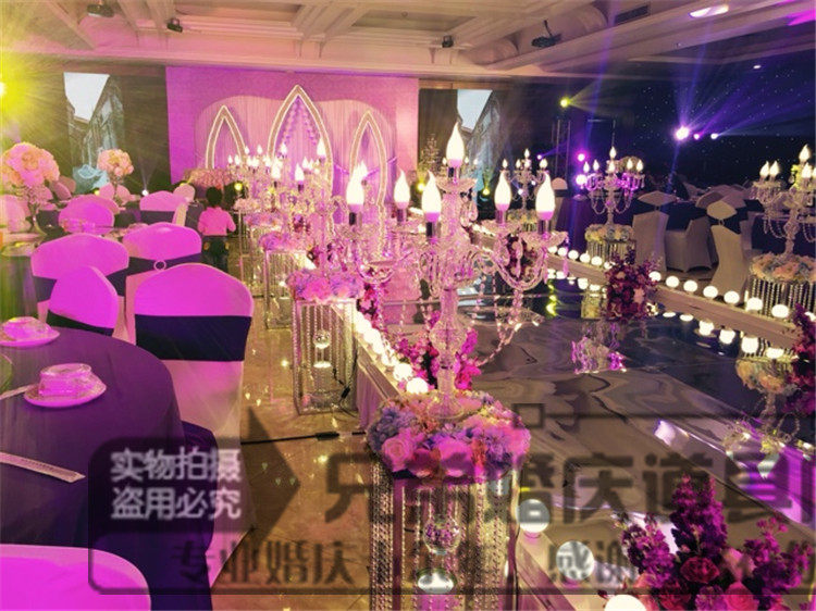 New 6-head floor acrylic European crystal lamp road lead stage light lead wedding candlestick wedding props