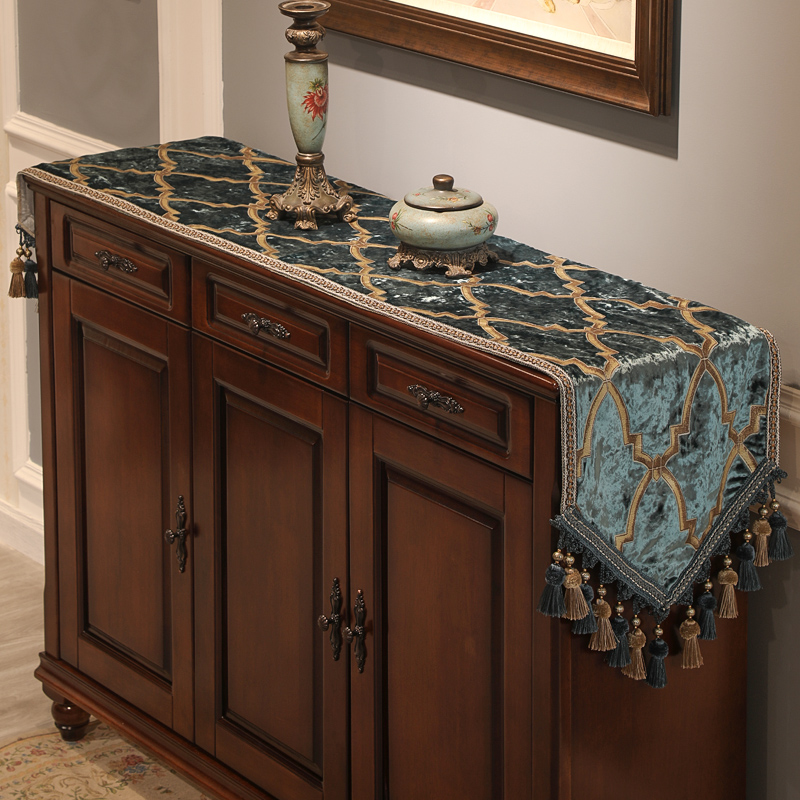 Tea table flag light luxury high-end dining table American tea mat cloth dining cabinet European luxury tea table fabric strip