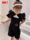 edo1一度童装夏新款女童原创设计款背带裤儿童蝴蝶结可爱连身裤