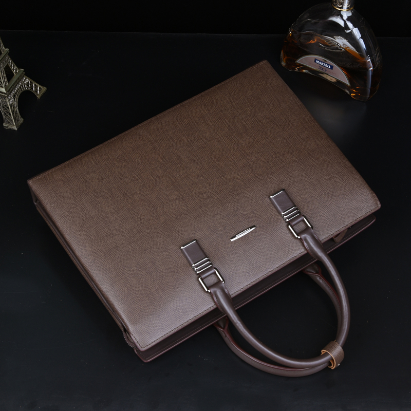 Brand Large capacity men's handbag handbag genuine leather official bag Oblique Satchel briefcase Men's business bag Computer bag Bull Leather