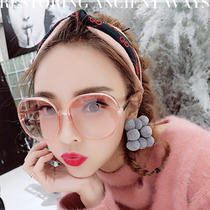 FEISHINI new large frame face cover with round sunglasses Transparent pink fashion womens sunglasses sunscreen