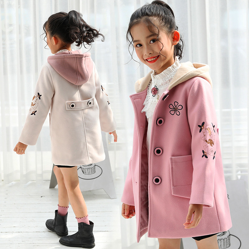 Girls' foreign pie fur coats autumn winter clothing 2022 new children little girl with cap thickened sub-coat
