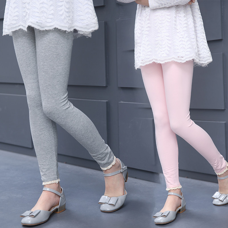 Girls' underwear spring and autumn gray thin section 5-12 tight elastic all-match outer wear 7-9 years old children's underwear autumn