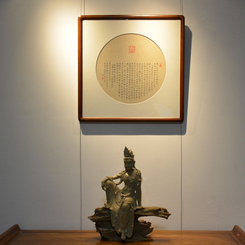 Calligraphy works Heart Sutra square authentic works office living room calligraphy and paintings have been framed