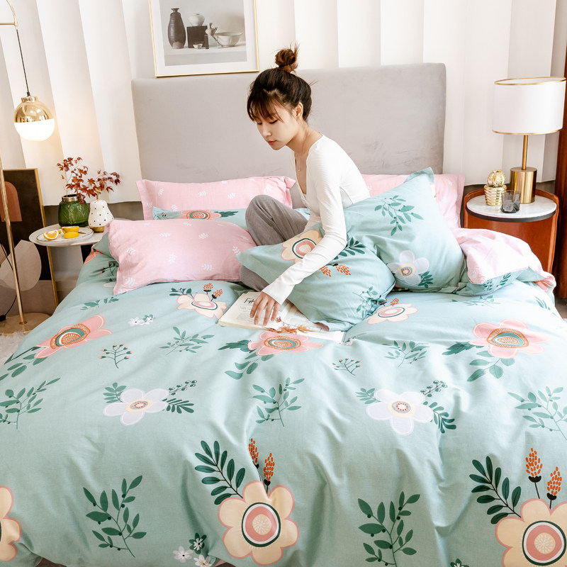 Bed four-piece set of pure cotton 100 cotton 180x220x240 quilt cover sheet 200x230 quilt cover 1 8 meters bedding