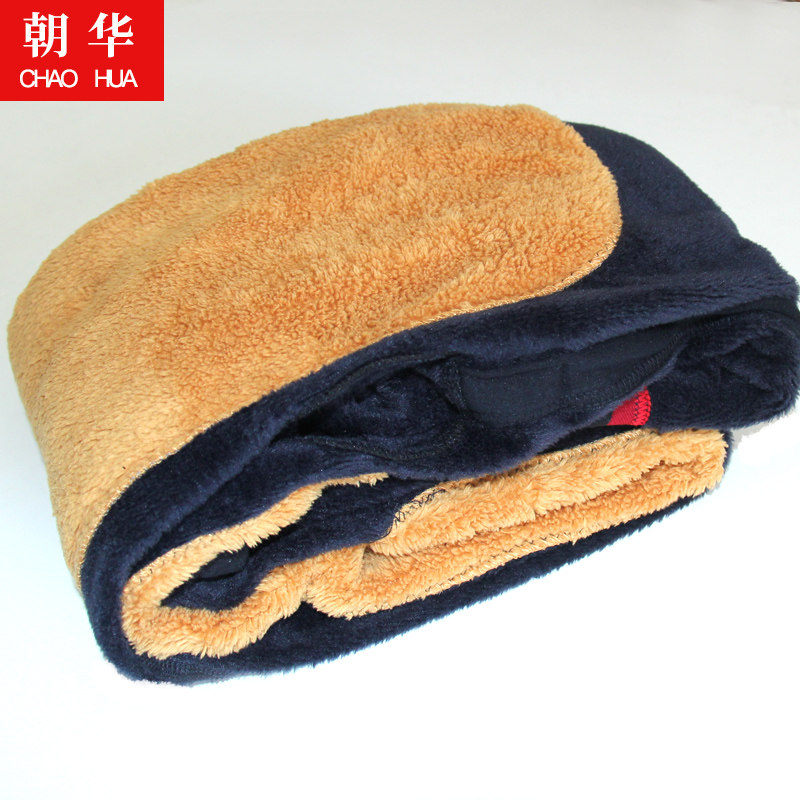 Warm pants plus velvet thickening men's and women's lengthening patch lamb warm velvet plus fertilizer to increase broken size middle-aged and elderly parents large size