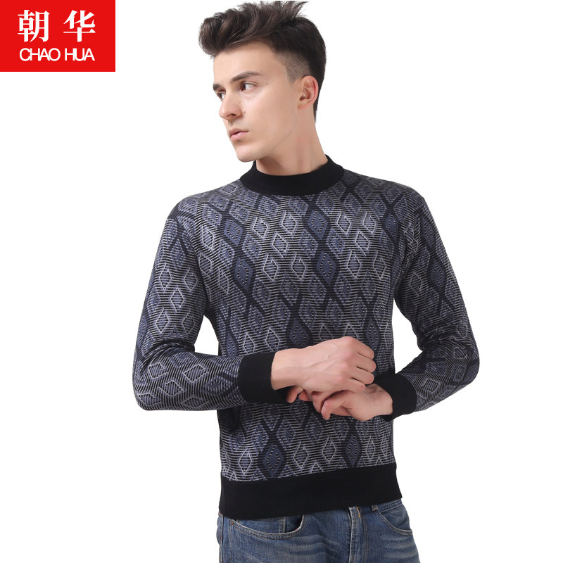 Half-high-round collar man plus thick old and old printing can be fashionable outside wearing warm underwear
