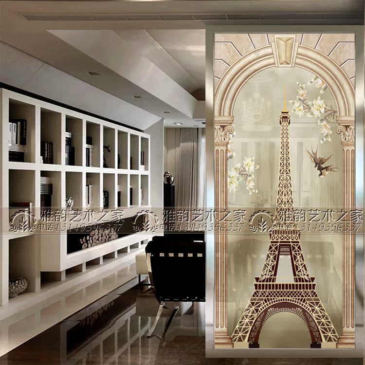 Custom Art Fibreglass Screen Partition Wall Xuan Living Room Background Wall Modern Home Frosted Eiffel Tower
