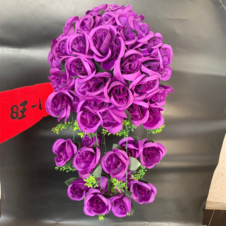 New drooping flower silk flower wedding stage Opening decoration lifting road leading flower door Roman columns decorated with bouquet of flowers-Taobao