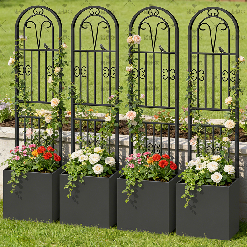 Garden Wrought Iron Fence, Climbing Trellis, Rose Planting Garden Fence, Outdoor Flower Stand, Enclosure Railing, Iron Flower Box