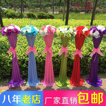 New Xiaoman waist road guide wedding silk flower guide road flower stand water injection road guide flower column Welcome column arch opening flower basket
