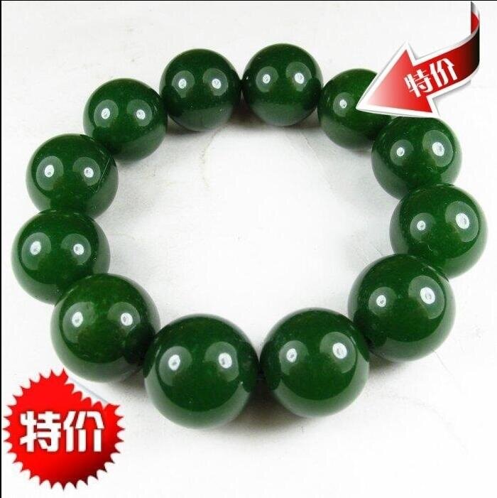 And Tian Yubei jade spinach green hand alchemy masculinity round pearl 20mm hand alchemy bracelet