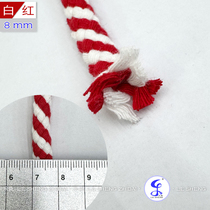8mm eight-strand rope) hollow environmentally friendly pure cotton) two-color red and white) black and white) original white) bright red) hand-tied decoration