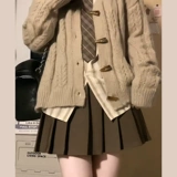 Цветная осенняя юбка в складку, приталенная шерстяная мини-юбка, высокая талия, подходит для подростков, А-силуэт