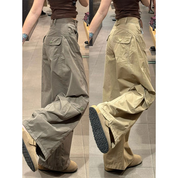 Khaki Multi-Pocket Scimitar Pants for Women, Autumn 2025 New Style, Loose Fit, Slimming, Versatile, Wide-Leg Casual Work Pants