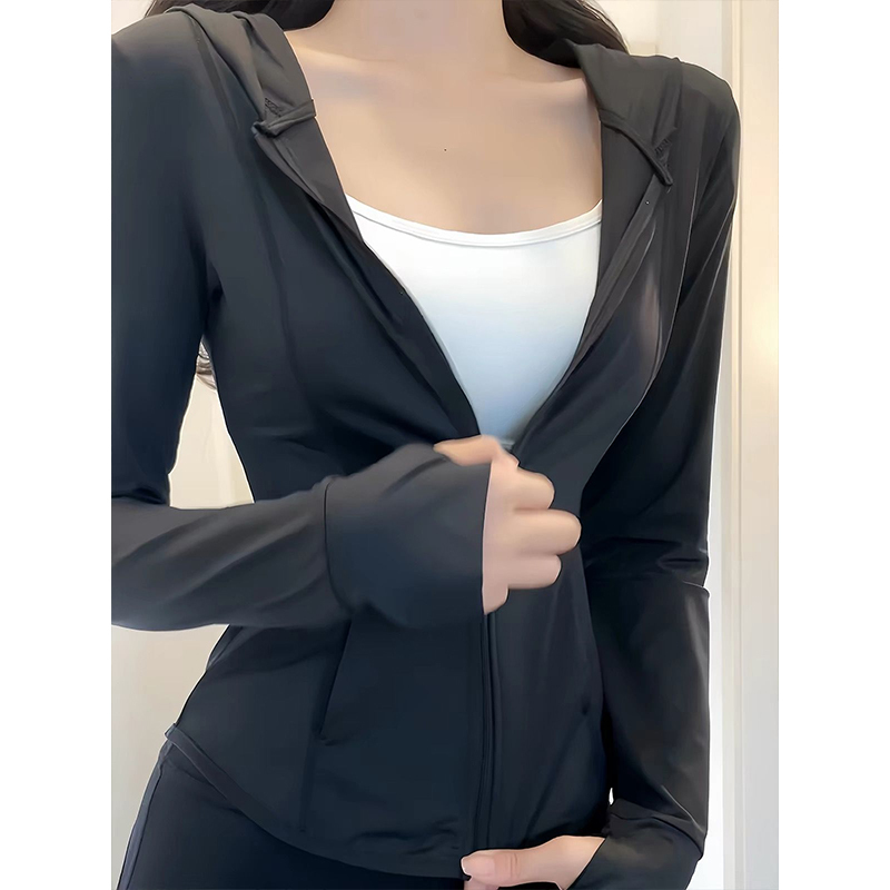 Black Ice Silk Sun Protection Clothing for Women, Summer Thin 2026 New Style, Slim Fit, Anti-Uv, Sports Yoga Cardigan Jacket