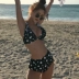 Ngọt ngào và đáng yêu gợi cảm chia bikini áo tắm sóng điểm xù ngực kích thước tập hợp cao eo kỳ nghỉ áo tắm nữ - Bikinis quần tắm biển Bikinis