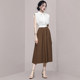 Hong Kong style suit female retro chic white shirt sleeveless top high waist slit big swing skirt royal sister two-piece set