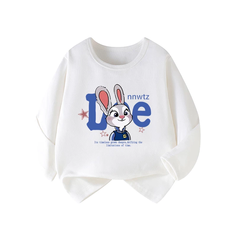 Long-sleeve, children's spring white base body-friendly rabbit