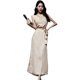 High-end dress summer 2021 new style strong women's clothing round neck waist side slit summer slim dress