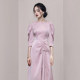 Long skirt waist and ankle high-end women's clothing design puff sleeves drawstring dress autumn 2021 new women