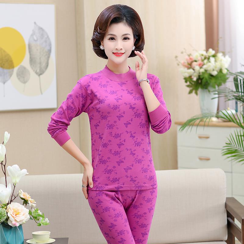 Trung niên người già quần mùa thu bông quần áo len womens trung niên quần mùa thu set womens quần đỏ 2019.