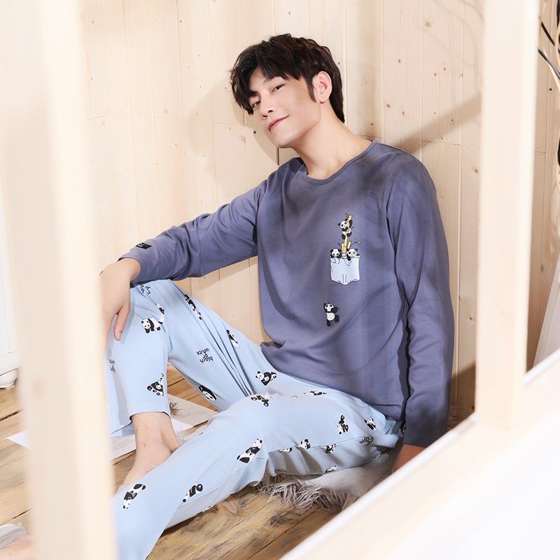 Mens xu hướng pajama xu hướng dài tay áo cộng với sự gia tăng chất béo mỡ số 200 catties 250 catties 300 catties mens mùa thu và mùa đông l.